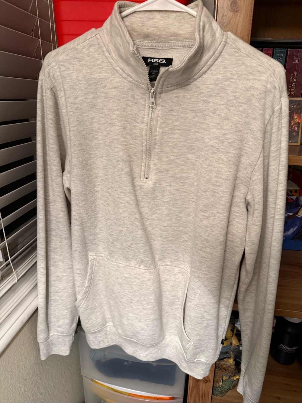 RSQ Men's Heather Light Gray Quarter Zip Pullover